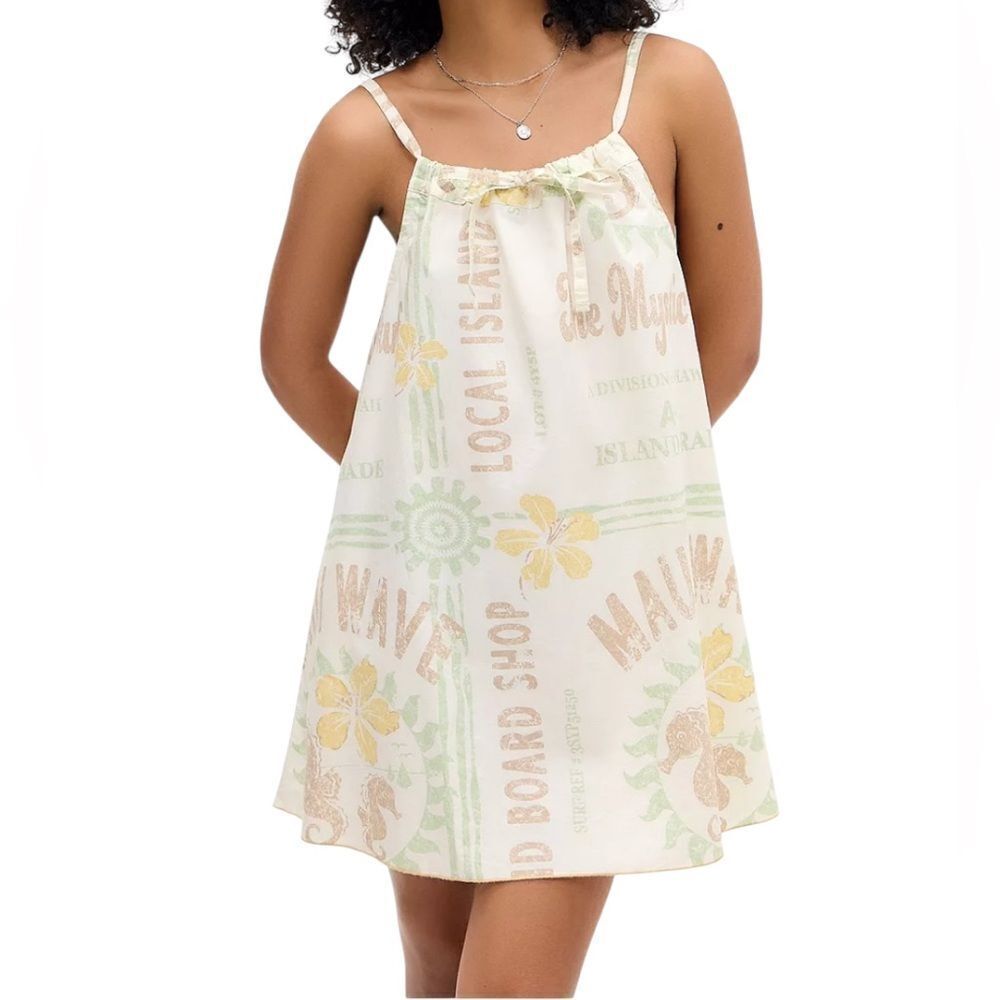 Urban Outfitters BDG Cream Eva Printed Mini Shift Dress Size Large NEW